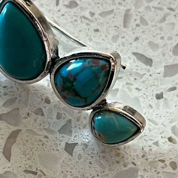 Bohemian Turquoise Earrings Simple Drop Shaped Earrings - Picture 4 of 9